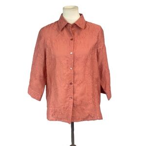 Woman’s Alfred Dunner floral embroidered button down shirt size 10P